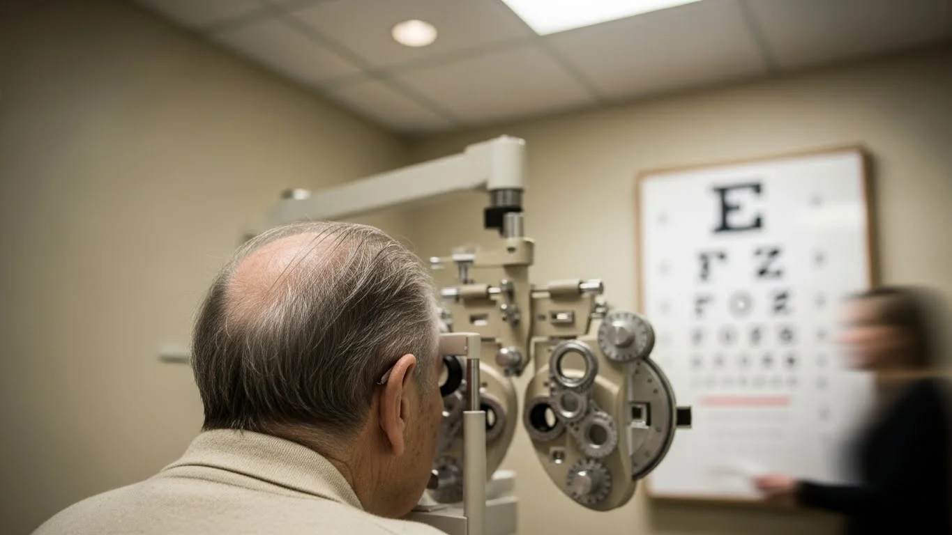 Patient undergoing eye exam